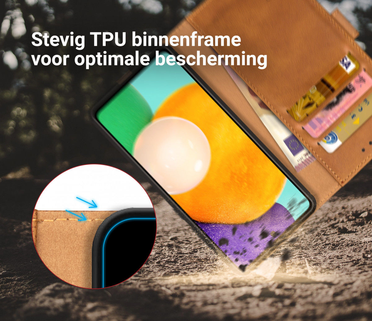 Rosso Element Samsung Galaxy A52 / A52S Hoesje Wallet Lichtbruin afbeelding 6