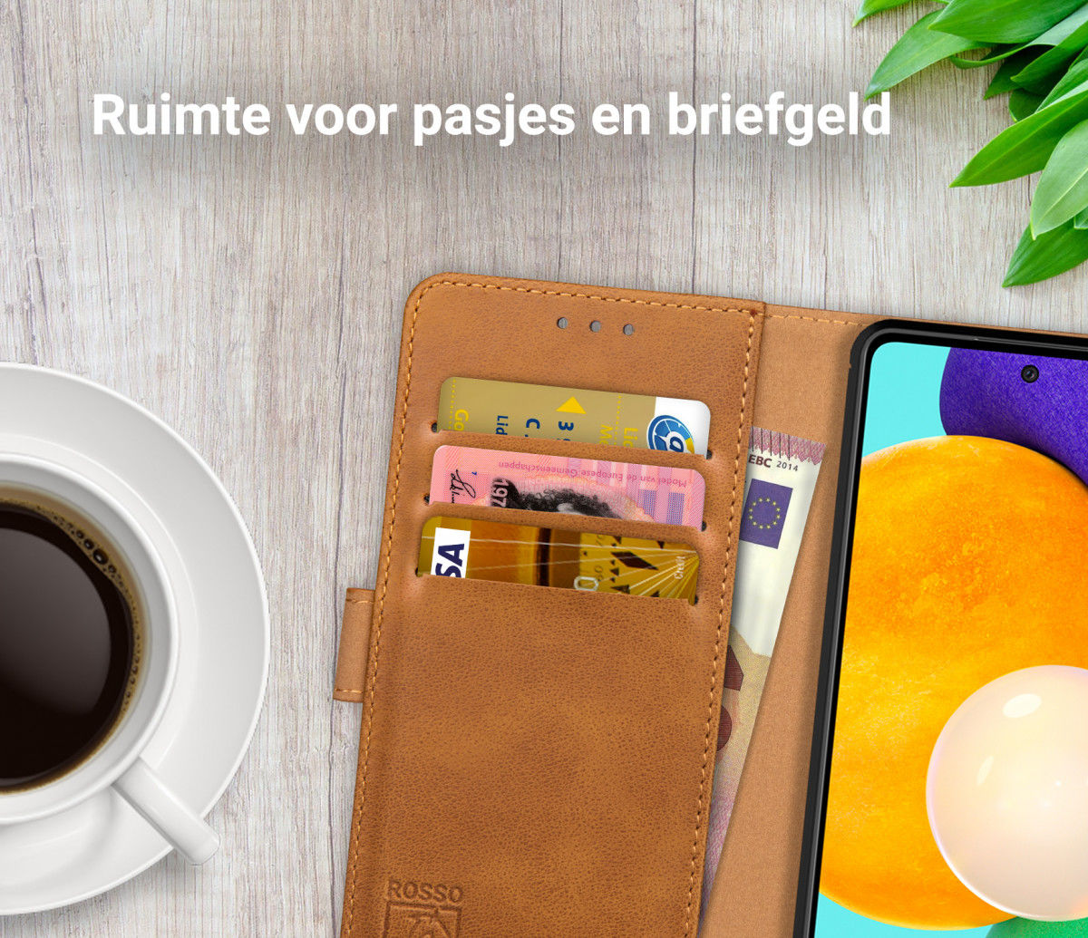 Rosso Element Samsung Galaxy A52 / A52S Hoesje Wallet Lichtbruin afbeelding 8