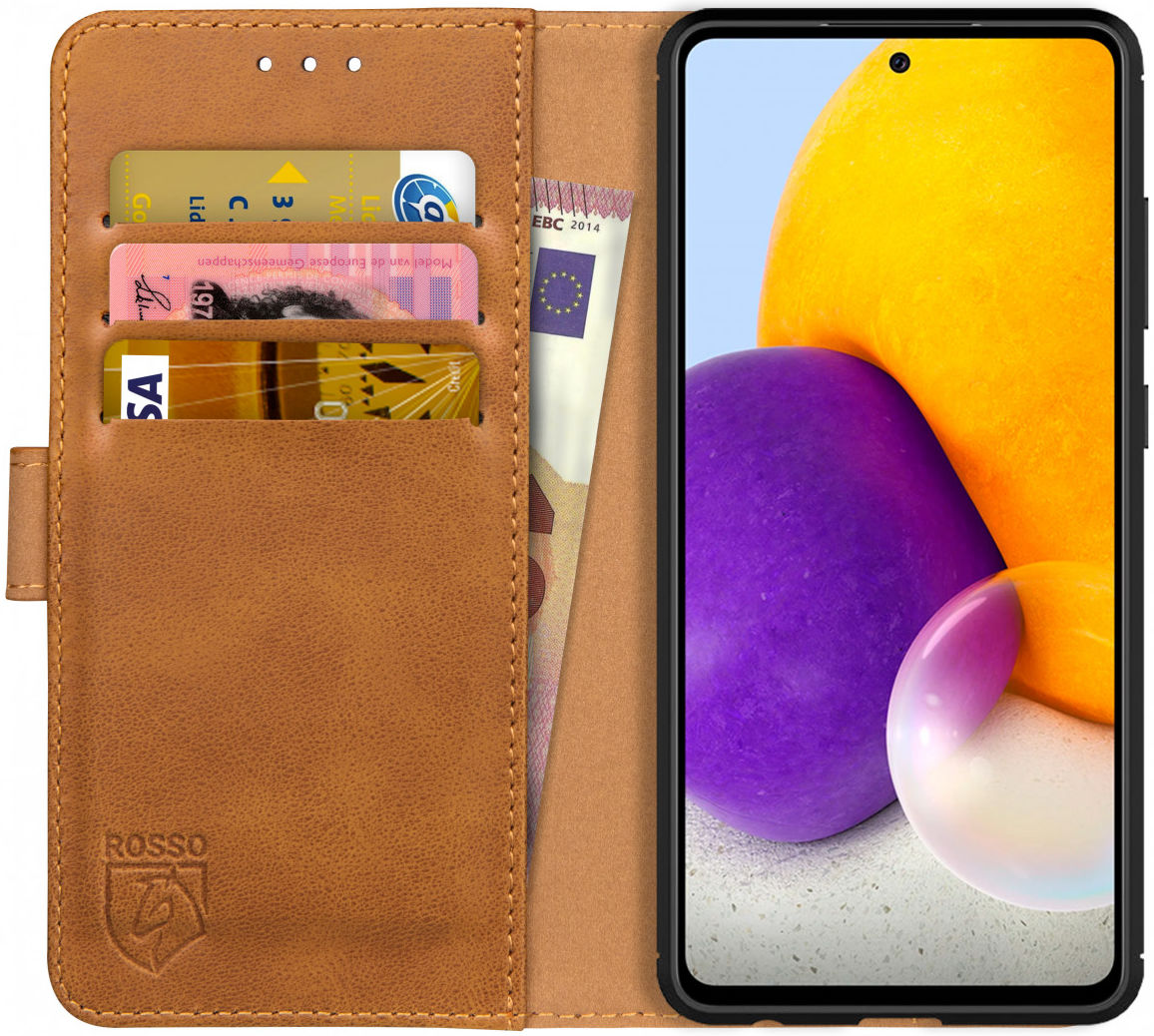 Rosso Element Samsung Galaxy A72 Hoesje Book Case Lichtbruin afbeelding 1