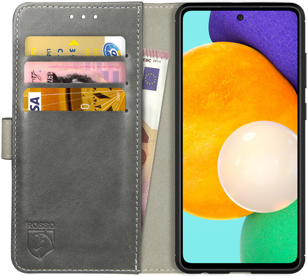 Rosso Element Samsung Galaxy A52 / A52S Hoesje Bookcover Wallet Grijs afbeelding 1