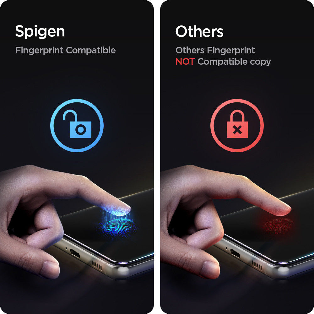 Spigen EZ Fit Glas.tR Samsung Galaxy S21 Plus Screenprotector (2-Pack) afbeelding 5