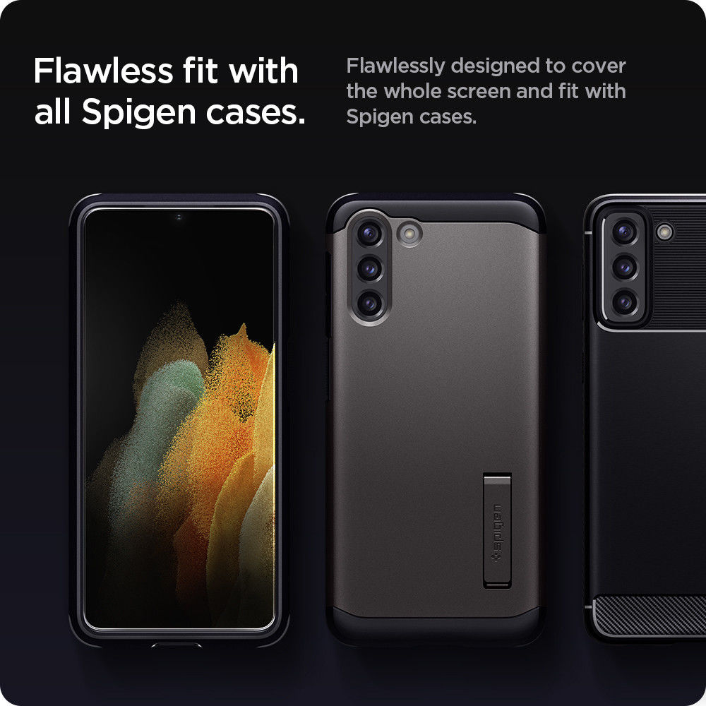 Spigen EZ Fit Glas.tR Samsung Galaxy S21 Plus Screenprotector (2-Pack) afbeelding 6