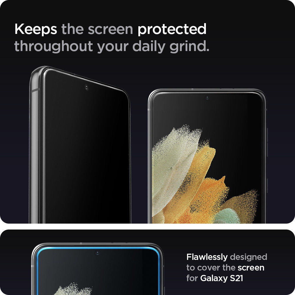 Spigen EZ Fit Glas.tR Samsung Galaxy S21 Plus Screenprotector (2-Pack) afbeelding 7