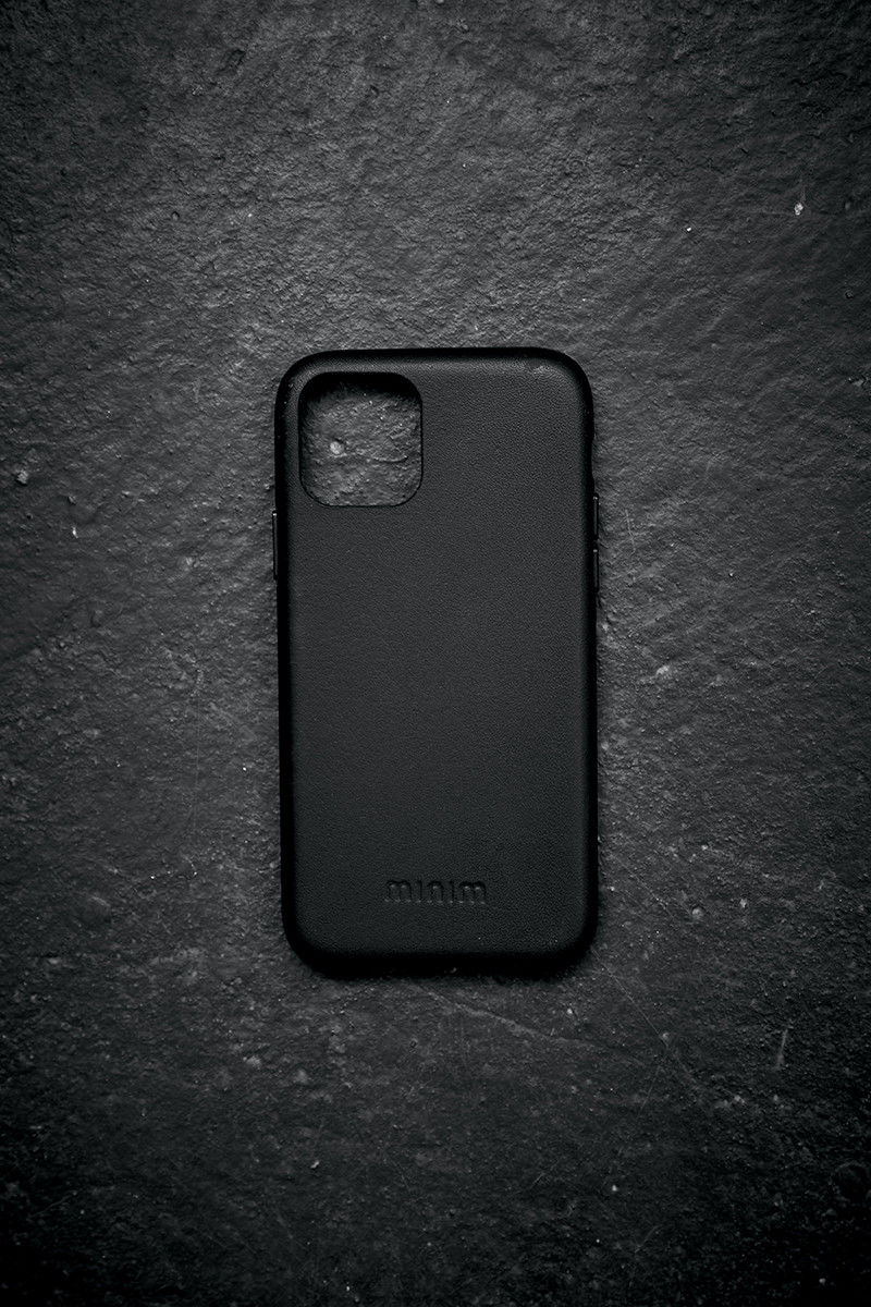 Minim Apple iPhone 12 Mini Hoesje Back Cover Echt Leer Zwart afbeelding 3