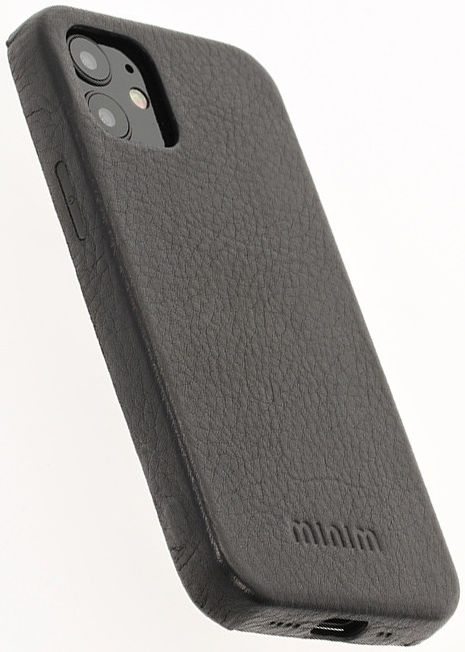 Minim Apple iPhone 12 Mini Hoesje Back Cover Echt Leer Zwart afbeelding 2