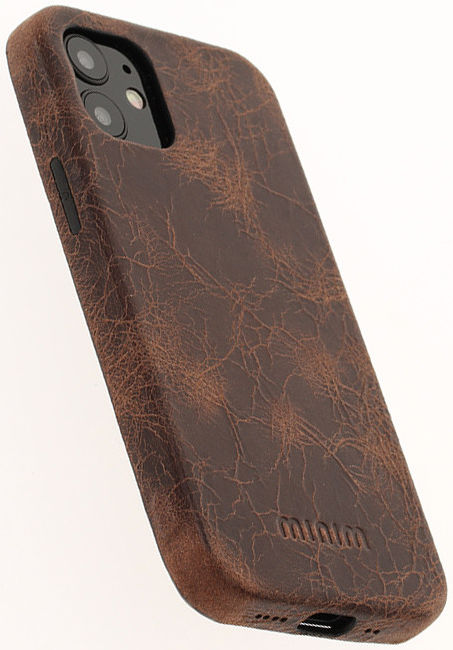 Minim Apple iPhone 12 Mini Hoesje Back Cover Echt Leer Bruin afbeelding 2
