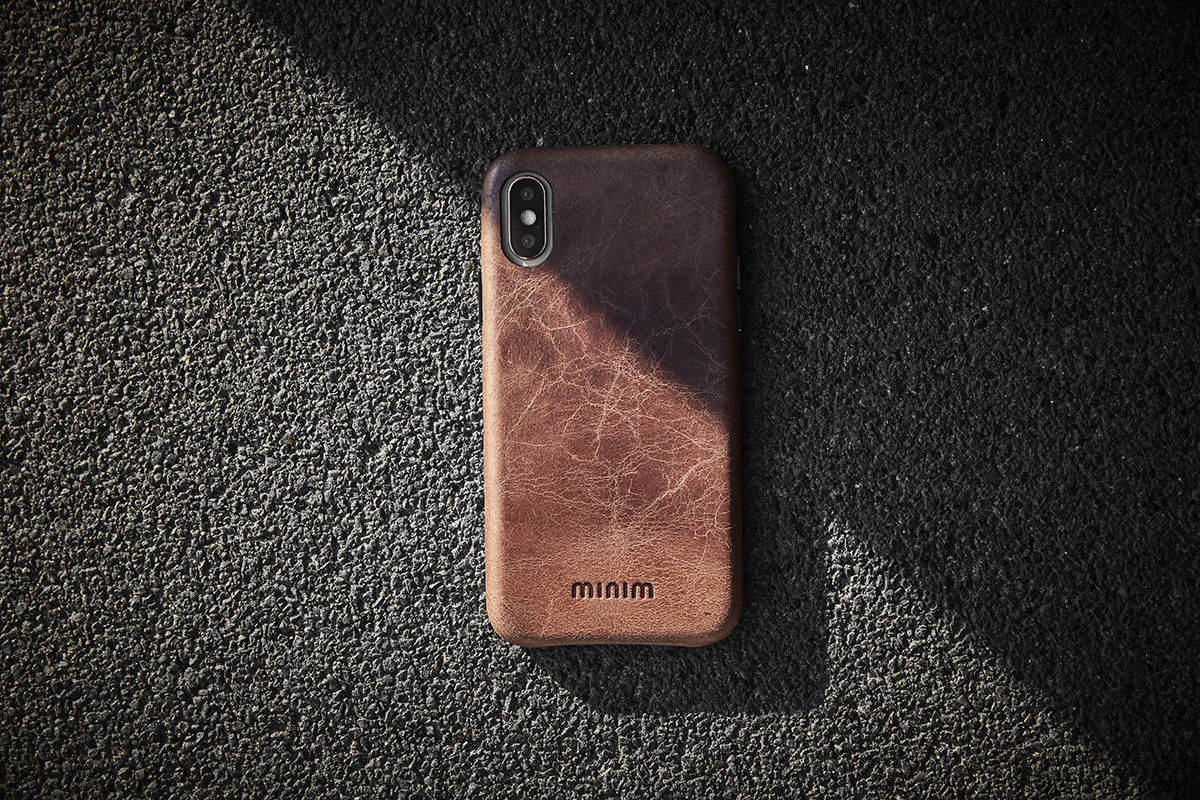 Minim Apple iPhone 12 / 12 Pro Hoesje Back Cover Echt Leer Cognac afbeelding 6