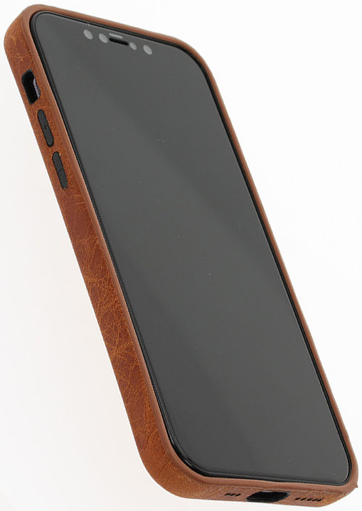 Minim Apple iPhone 12 / 12 Pro Hoesje Back Cover Echt Leer Cognac afbeelding 9