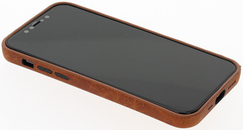 Minim Apple iPhone 12 / 12 Pro Hoesje Back Cover Echt Leer Cognac afbeelding 10