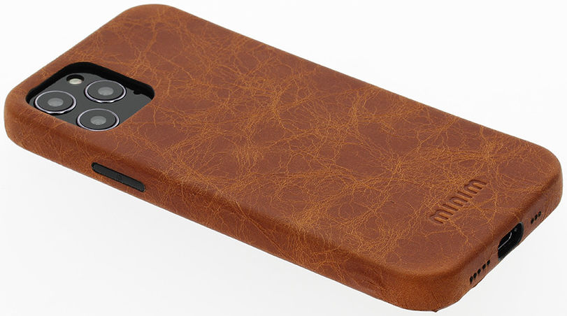 Minim Apple iPhone 12 / 12 Pro Hoesje Back Cover Echt Leer Cognac afbeelding 8