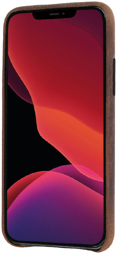 Minim Apple iPhone 12 / 12 Pro Hoesje Back Cover Echt Leer Bruin afbeelding 2