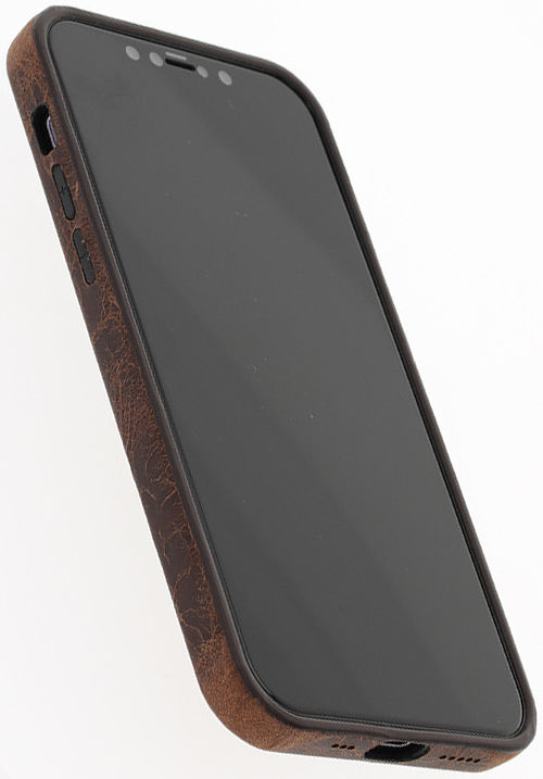 Minim Apple iPhone 12 / 12 Pro Hoesje Back Cover Echt Leer Bruin afbeelding 11