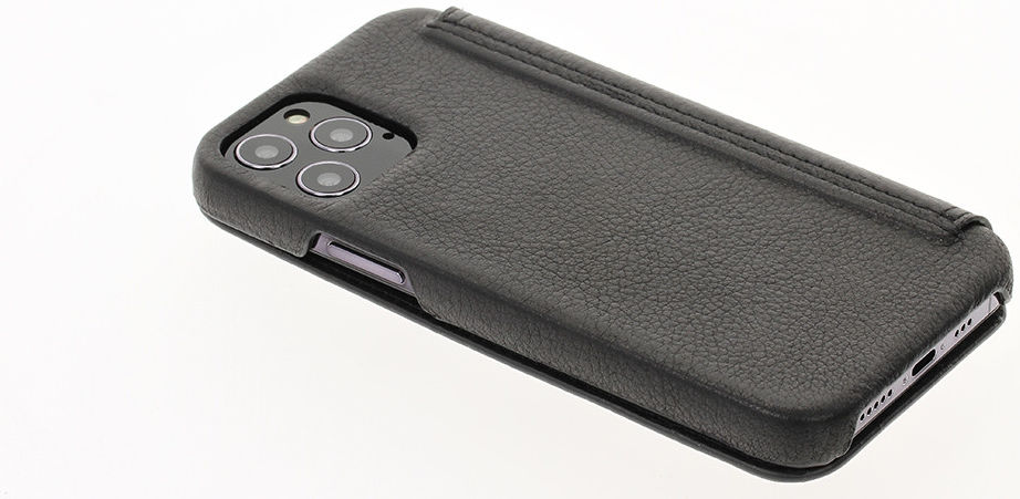 Minim Apple iPhone 12 / 12 Pro Hoesje Echt Leer Book Case Zwart afbeelding 11