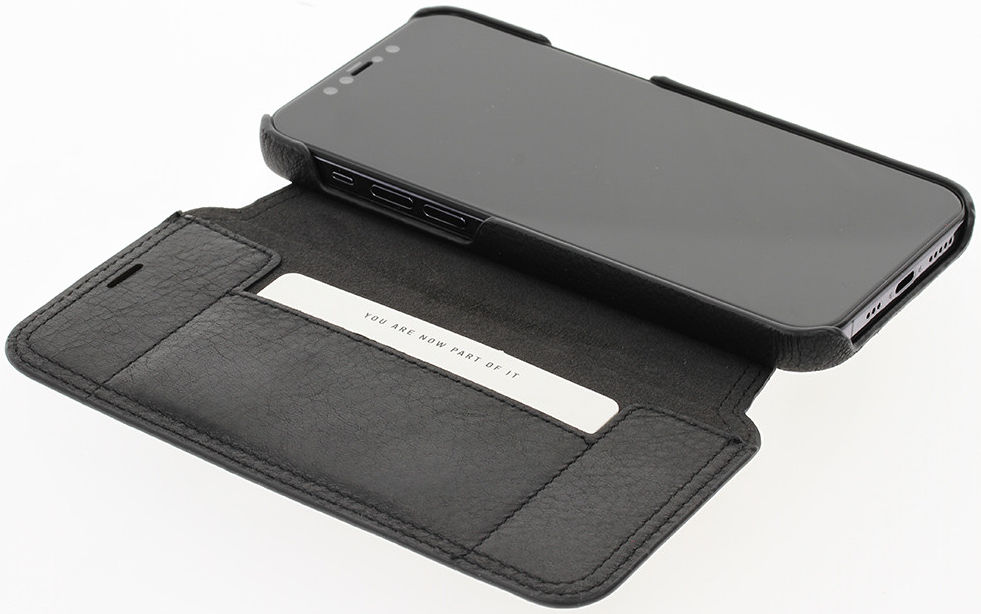 Minim Apple iPhone 12 / 12 Pro Hoesje Echt Leer Book Case Zwart afbeelding 4