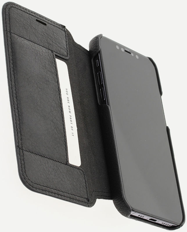 Minim Apple iPhone 12 / 12 Pro Hoesje Echt Leer Book Case Zwart afbeelding 10