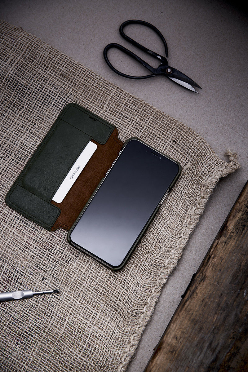 Minim Apple iPhone 12 / 12 Pro Hoesje Echt Leer Book Case Zwart afbeelding 6