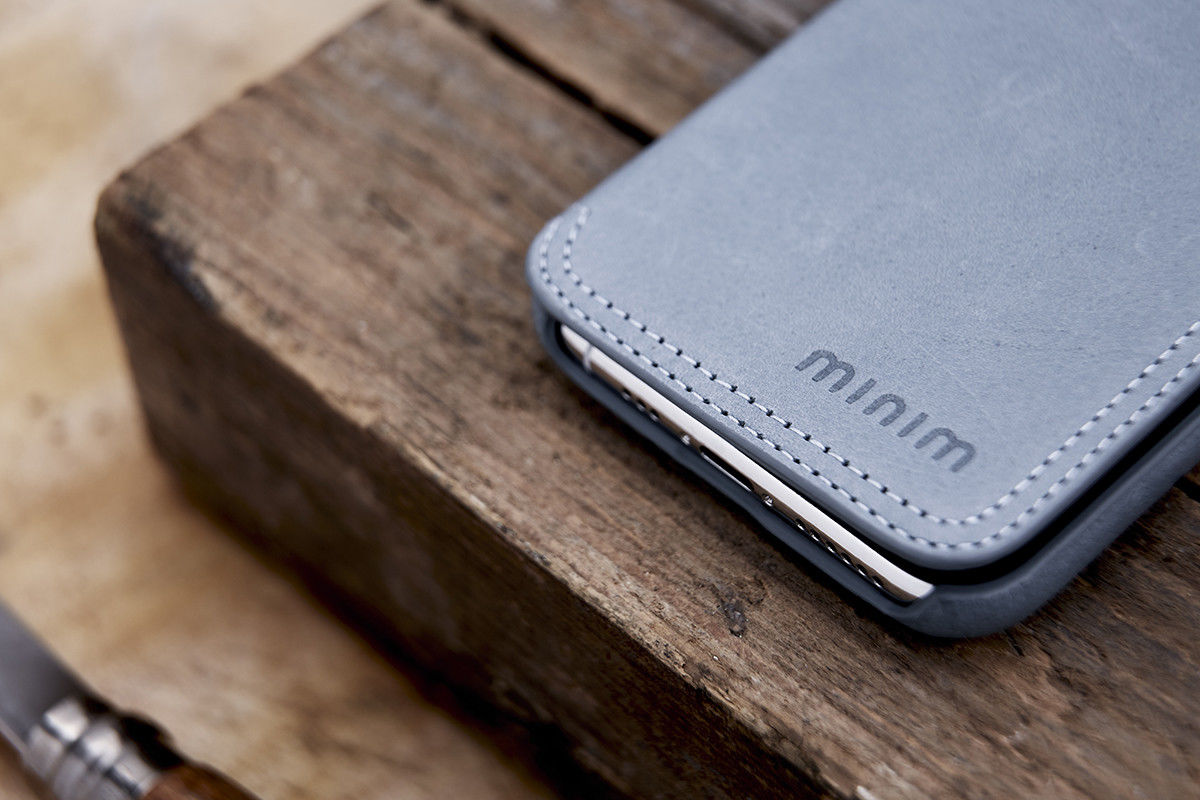 Minim Apple iPhone 12 / 12 Pro Hoesje Echt Leer Book Case Blauw afbeelding 11