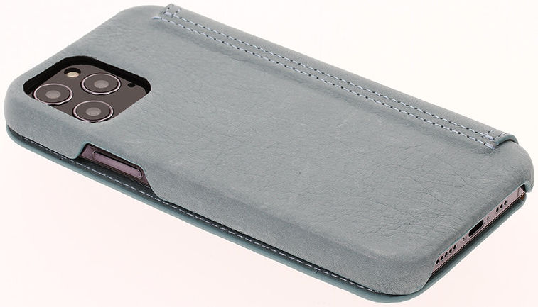 Minim Apple iPhone 12 / 12 Pro Hoesje Echt Leer Book Case Blauw afbeelding 15