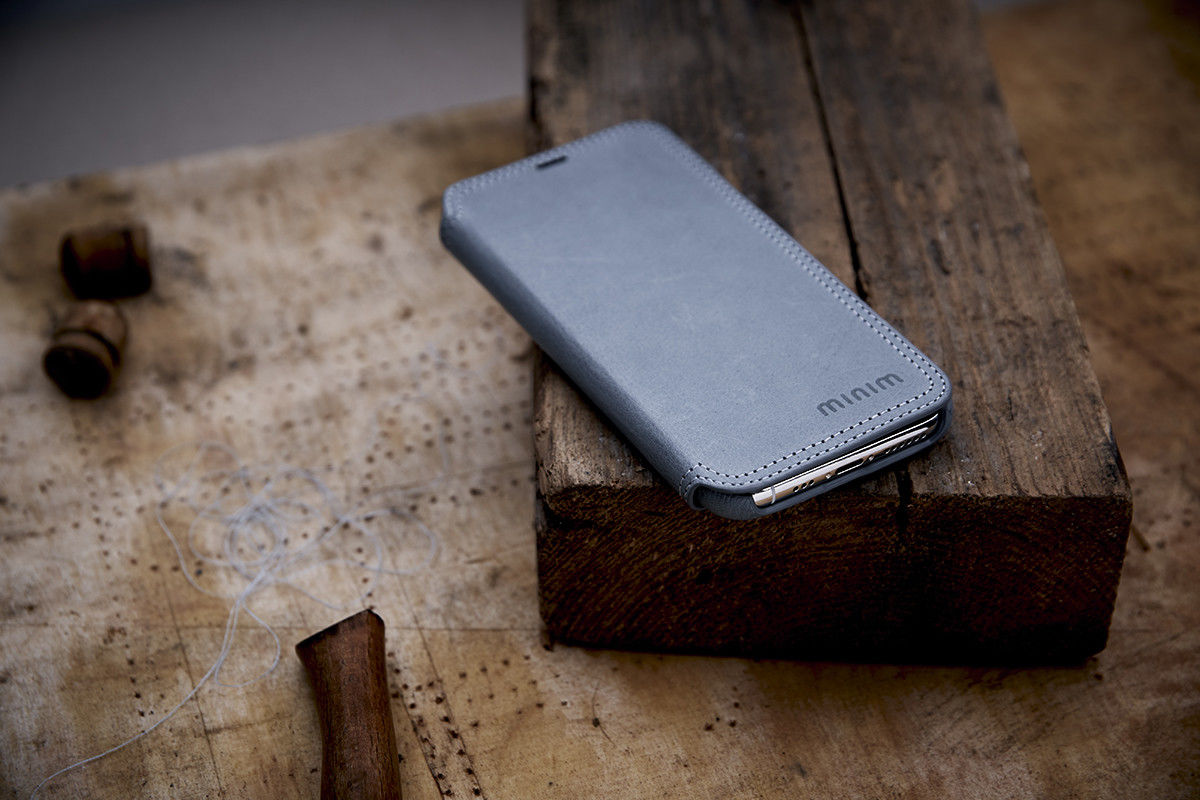 Minim Apple iPhone 12 / 12 Pro Hoesje Echt Leer Book Case Blauw afbeelding 8