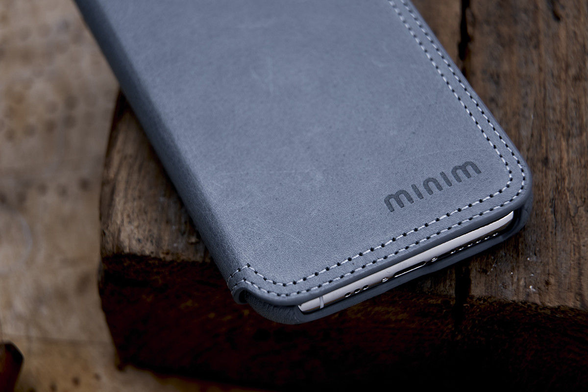 Minim Apple iPhone 12 / 12 Pro Hoesje Echt Leer Book Case Blauw afbeelding 9