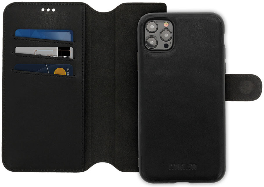 Minim 2-in-1 iPhone 12/12 Pro Hoesje Book Case en Back Cover Zwart afbeelding 1