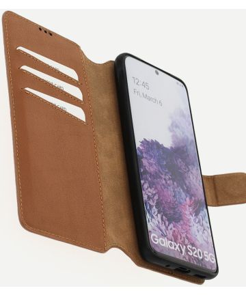 Minim 2-in-1 Samsung Galaxy S20 Hoesje Book Case en Back Cover Bruin Hoesjes