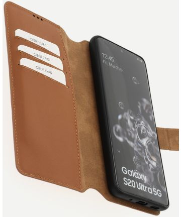Minim 2-in-1 Samsung S20 Ultra Hoesje Book Case en Back Cover Bruin Hoesjes
