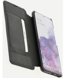 Minim Samsung Galaxy S20 Hoesje Echt Leer Book Case Zwart
