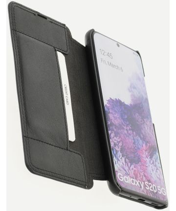 Minim Samsung Galaxy S20 Hoesje Echt Leer Book Case Zwart Hoesjes