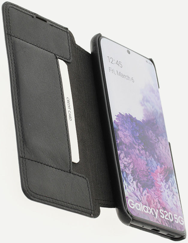 Minim Samsung Galaxy S20 Hoesje Echt Leer Book Case Zwart afbeelding 1