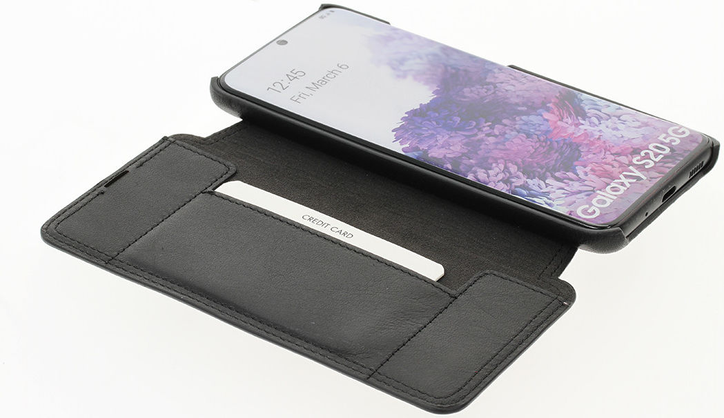 Minim Samsung Galaxy S20 Hoesje Echt Leer Book Case Zwart afbeelding 2