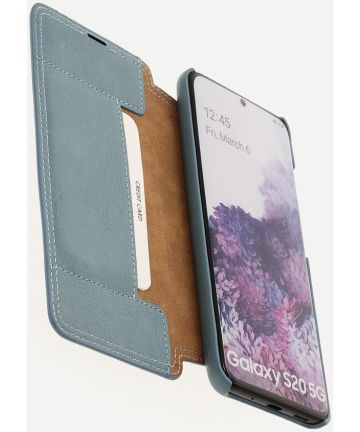 Minim Samsung Galaxy S20 Hoesje Echt Leer Book Case Blauw Hoesjes