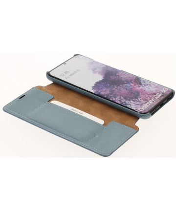 Minim Samsung Galaxy S20 Plus Hoesje Echt Leer Book Case Blauw Hoesjes