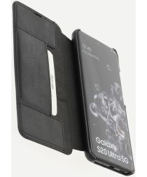 Minim Samsung Galaxy S20 Ultra Hoesje Echt Leer Book Case Zwart