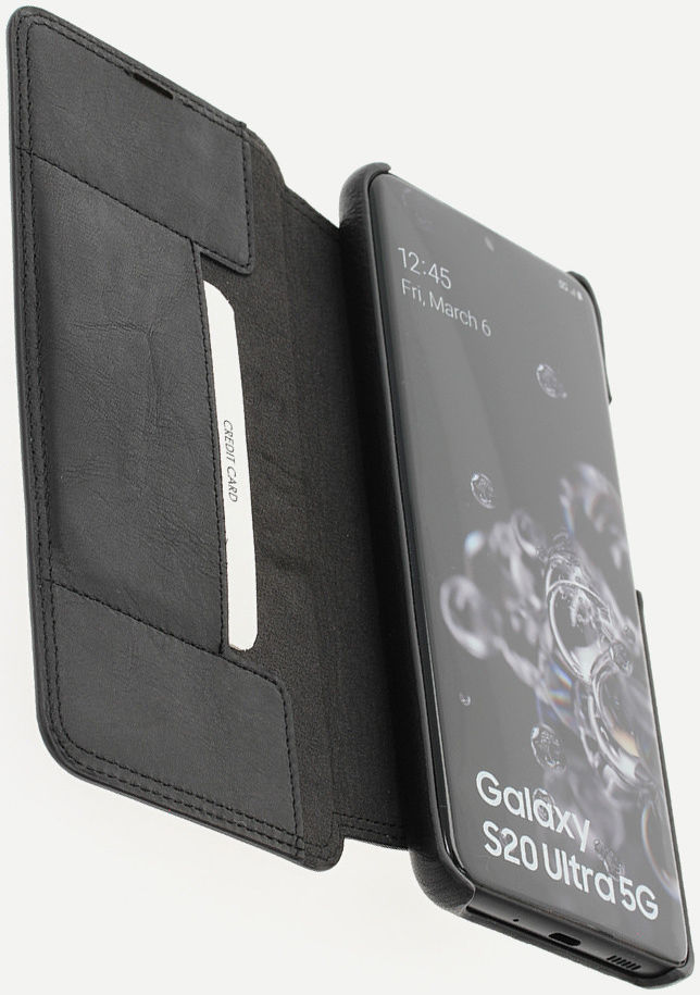 Minim Samsung Galaxy S20 Ultra Hoesje Echt Leer Book Case Zwart afbeelding 1