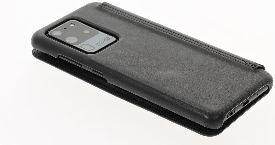 Minim Samsung Galaxy S20 Ultra Hoesje Echt Leer Book Case Zwart afbeelding 8
