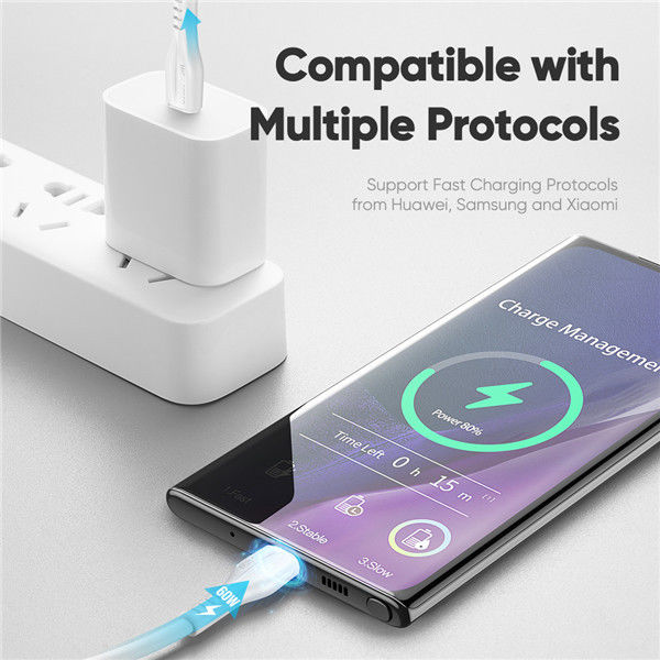 Dux Ducis 60W USB-C naar USB-C Fast Charge Oplaad Kabel 1 Meter Wit afbeelding 6