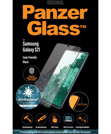 PanzerGlass Samsung Galaxy S21 Screen Protector Antibacterieel Zwart Screen Protectors
