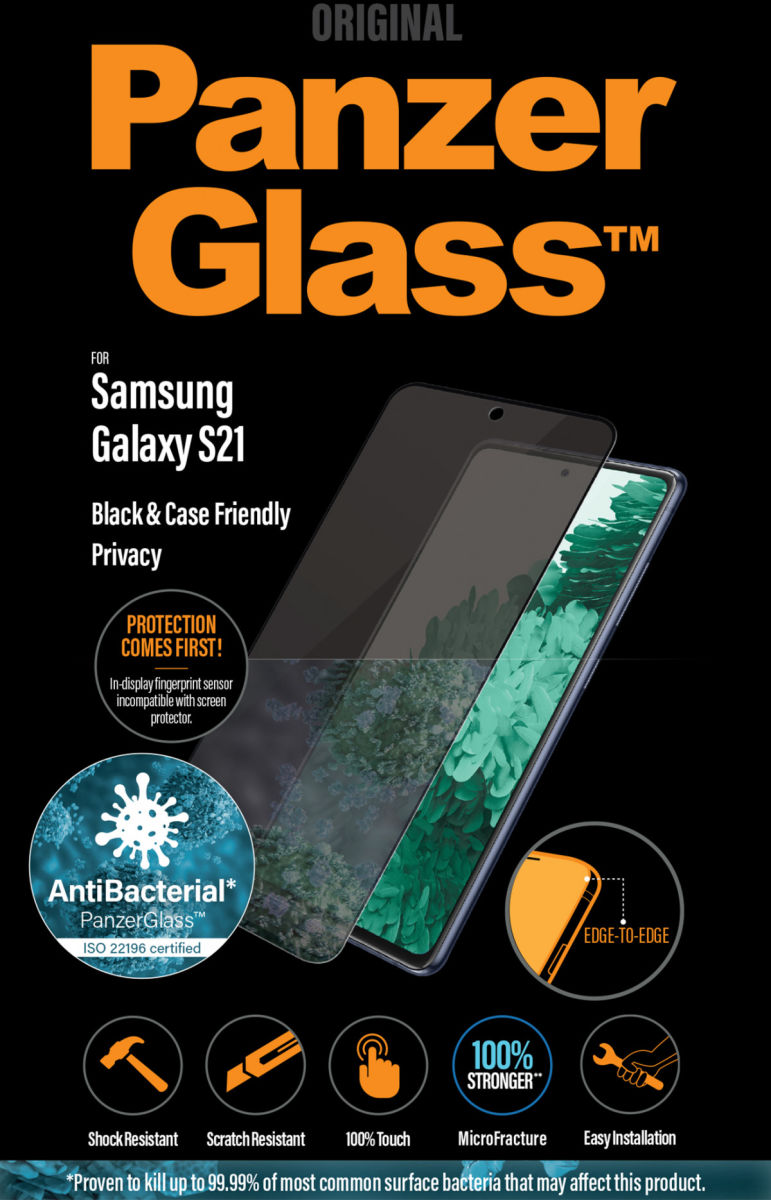 PanzerGlass Samsung Galaxy S21 Screen Protector Privacy Glass Zwart afbeelding 1
