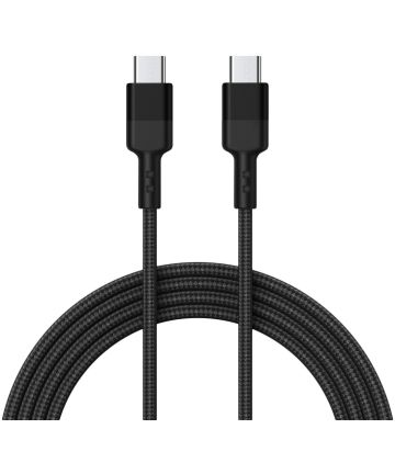 USB-C naar USB-C Kabel Gevlochten PD Fast Charge Zwart 1.5 Meter Kabels