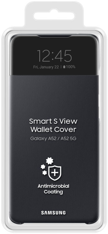 Origineel Samsung Galaxy A52 / A52S Hoesje S-View Wallet Cover Zwart afbeelding 7