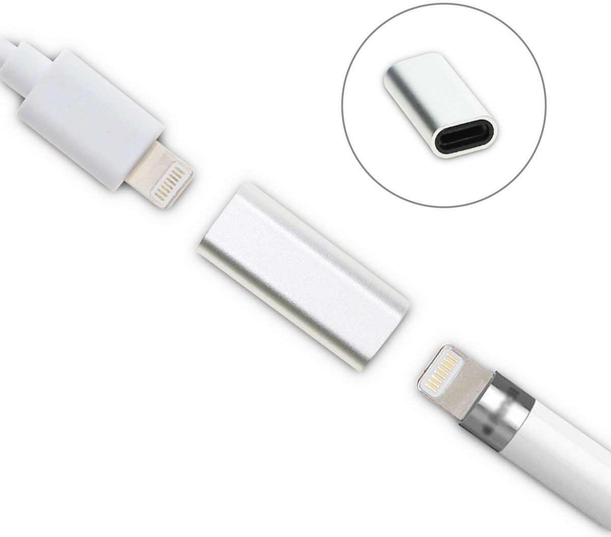 fusie straal solide 4smarts Lightning Naar Lightning Adapter voor Apple Pencil Zilver |  GSMpunt.nl
