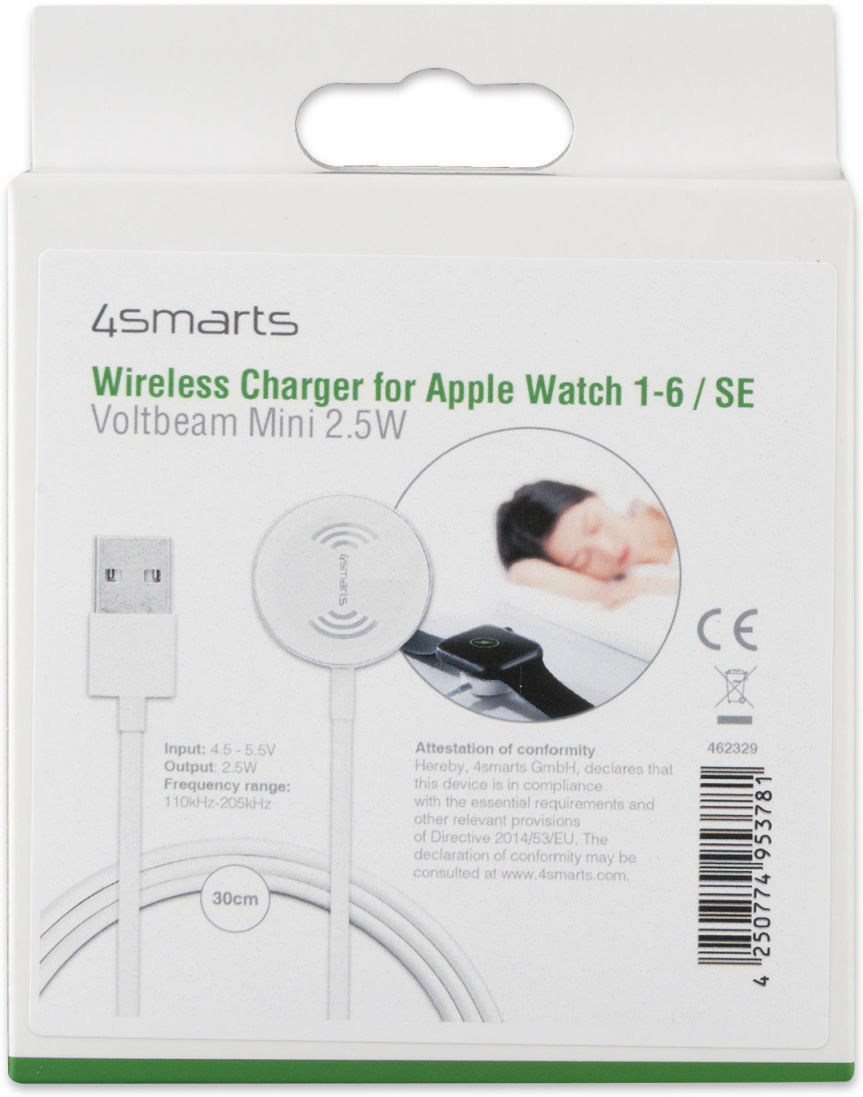 4smarts VoltBeam Apple Watch Draaloze Oplader 30 Centimeter Wit afbeelding 4
