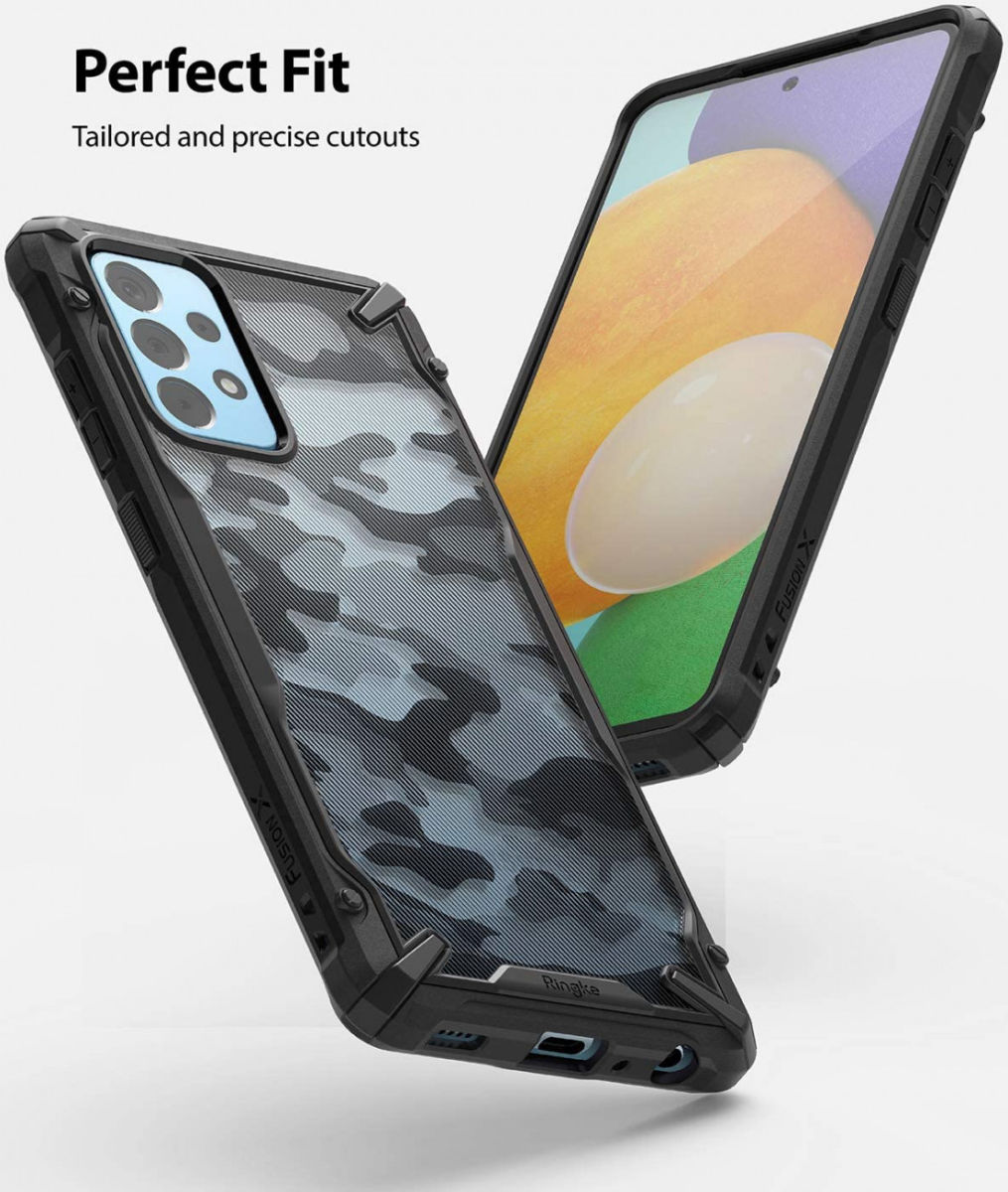 Ringke Fusion X Samsung Galaxy A52 / A52S Hoesje Camo Zwart afbeelding 5