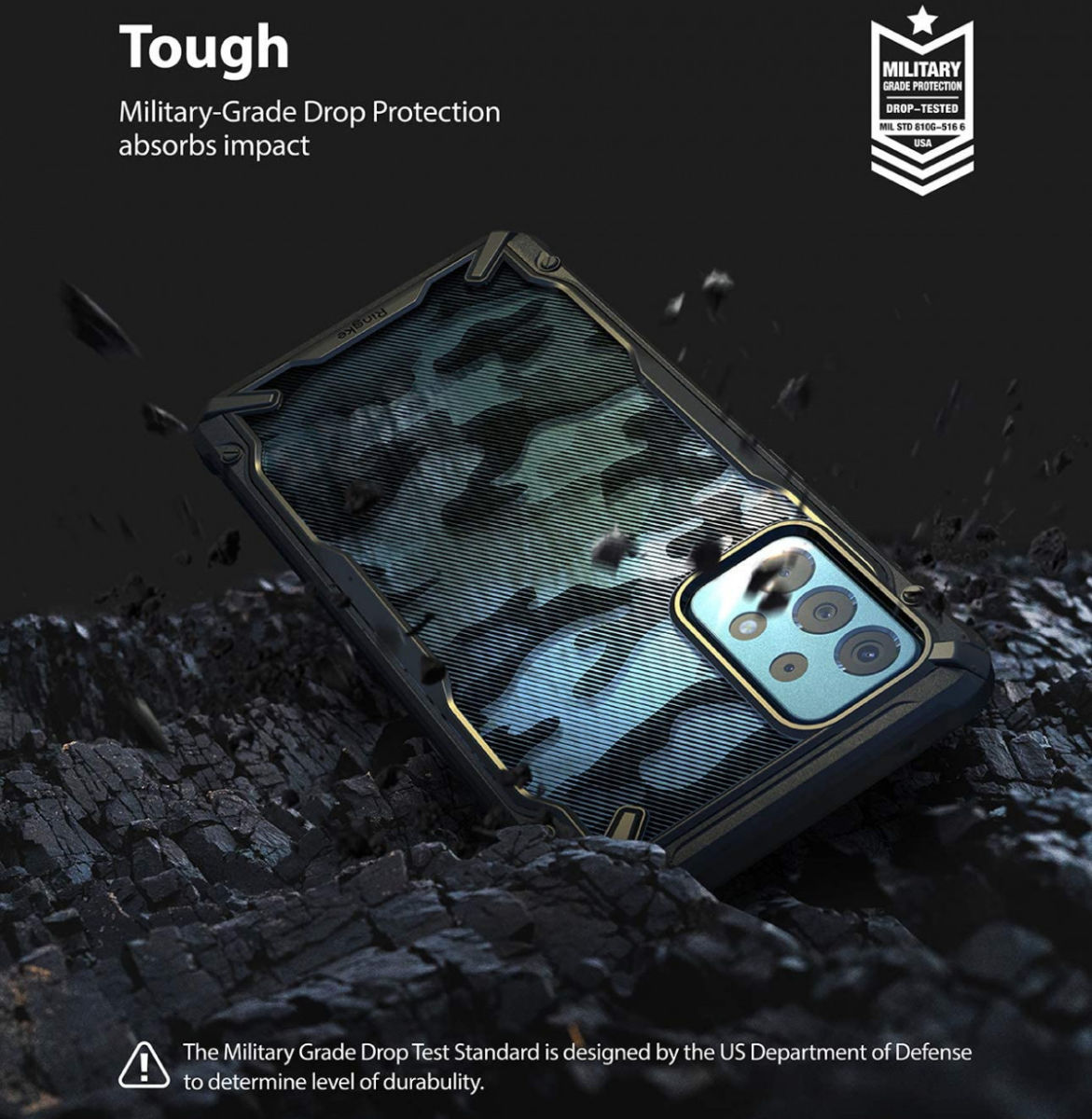 Ringke Fusion X Samsung Galaxy A52 / A52S Hoesje Camo Zwart afbeelding 7