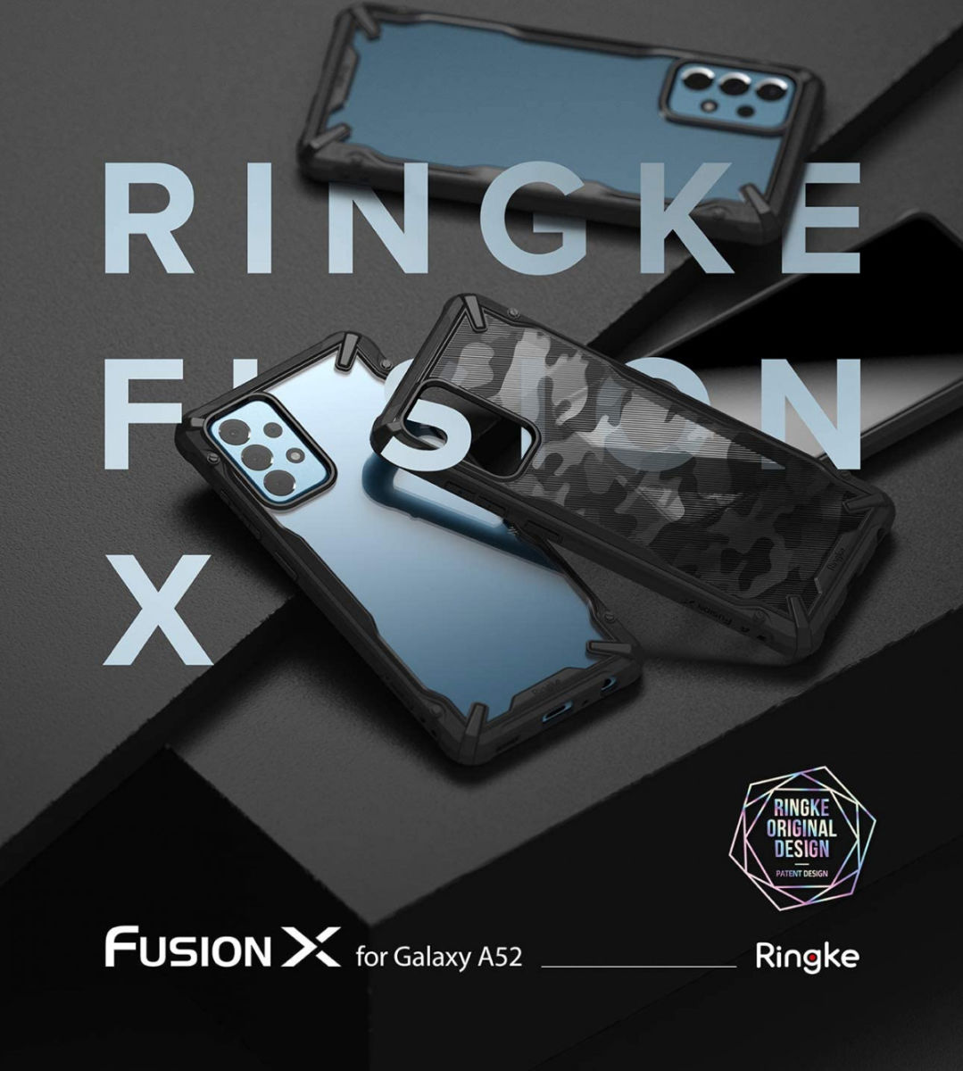 Ringke Fusion X Samsung Galaxy A52 / A52S Hoesje Camo Zwart afbeelding 9