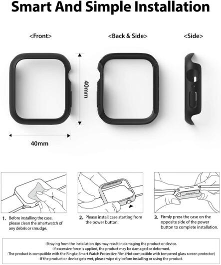 Ringke Slim - Apple Watch 40MM Hoesje - Extra Dun - Zwart (2-Pack) afbeelding 8