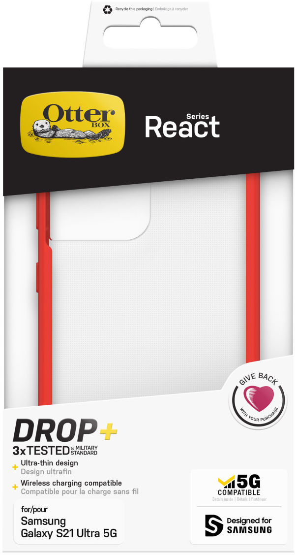 OtterBox React Samsung Galaxy S21 Ultra Hoesje Transparant Rood afbeelding 10