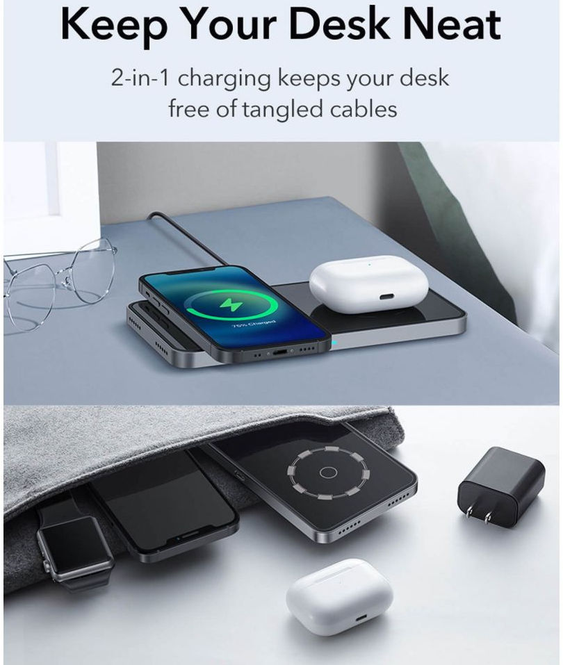 ESR HaloLock 2-in-1 Magnetische Draadloze Oplader voor Apple MagSafe afbeelding 7