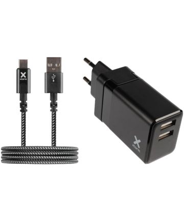 Xtorm Volt Reislader 17W Oplader Dubbele USB + USB to USB-C Kabel 1M Opladers